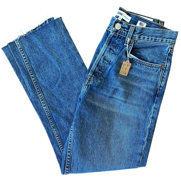 RE/DONE NWOT Sz 26 Original Button Fly Straight Leg Raw Hem - Picture 1 of 8